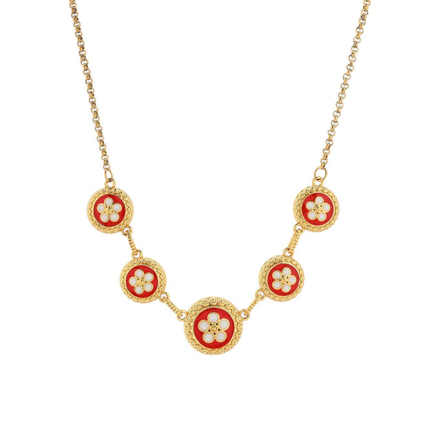 Collier plaqué or 5 fleurs traditionnelles