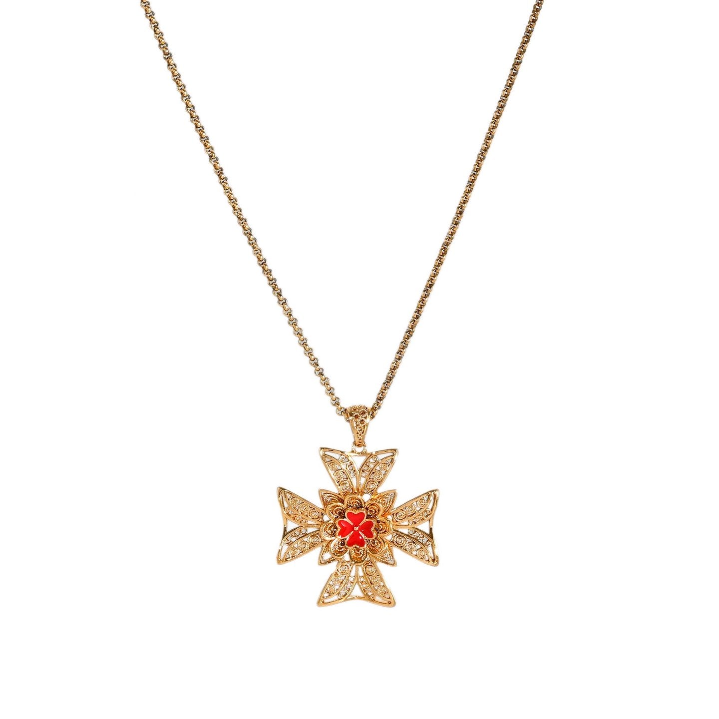 Collier Portugal croix rouge