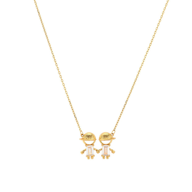 Collier avec pendentif deux garçons