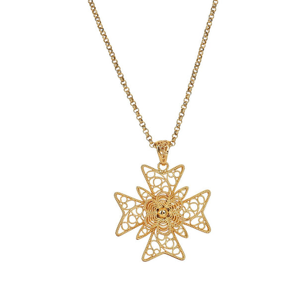 Collier croix maltaise semi précieuse
