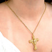 Collier semi précieuse crucifix filigrane
