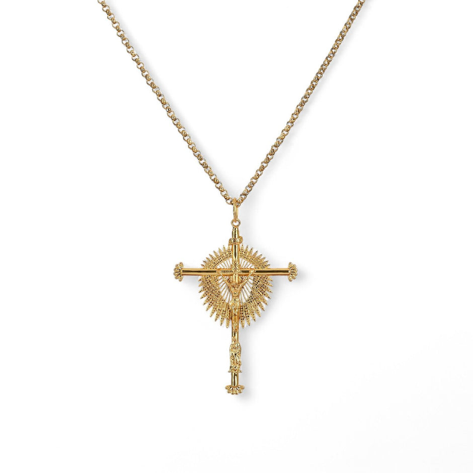 Collier crucifix filigrane semi précieuse