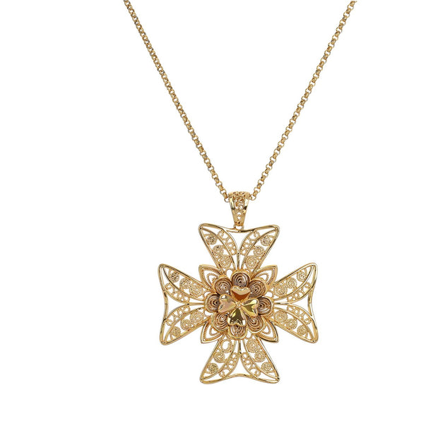 Collier semi précieuse croix maltaise