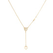 Collier long semi précieuse deux coeurs