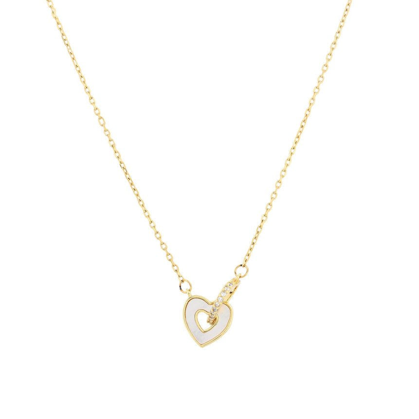 Collier semi précieuse coeurs entrelacé