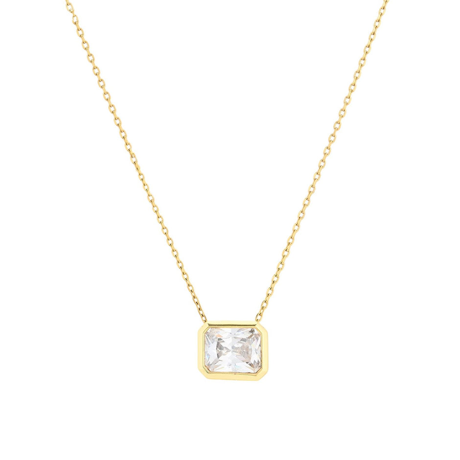 Collier semi précieuse pierre rectangulaire