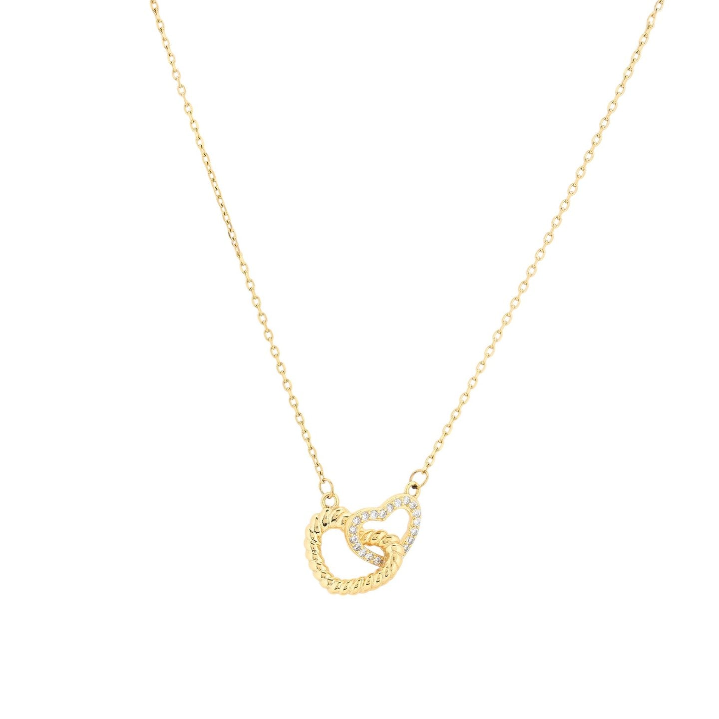 Collier deux coeurs semi précieuse