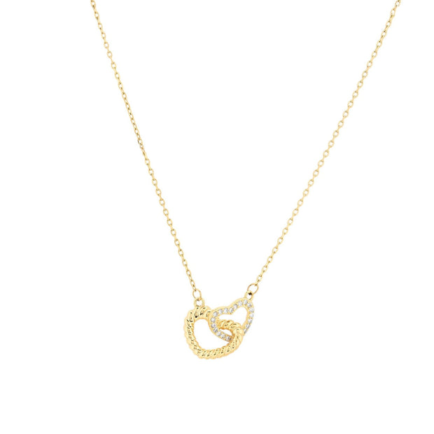 Collier deux coeurs semi précieuse