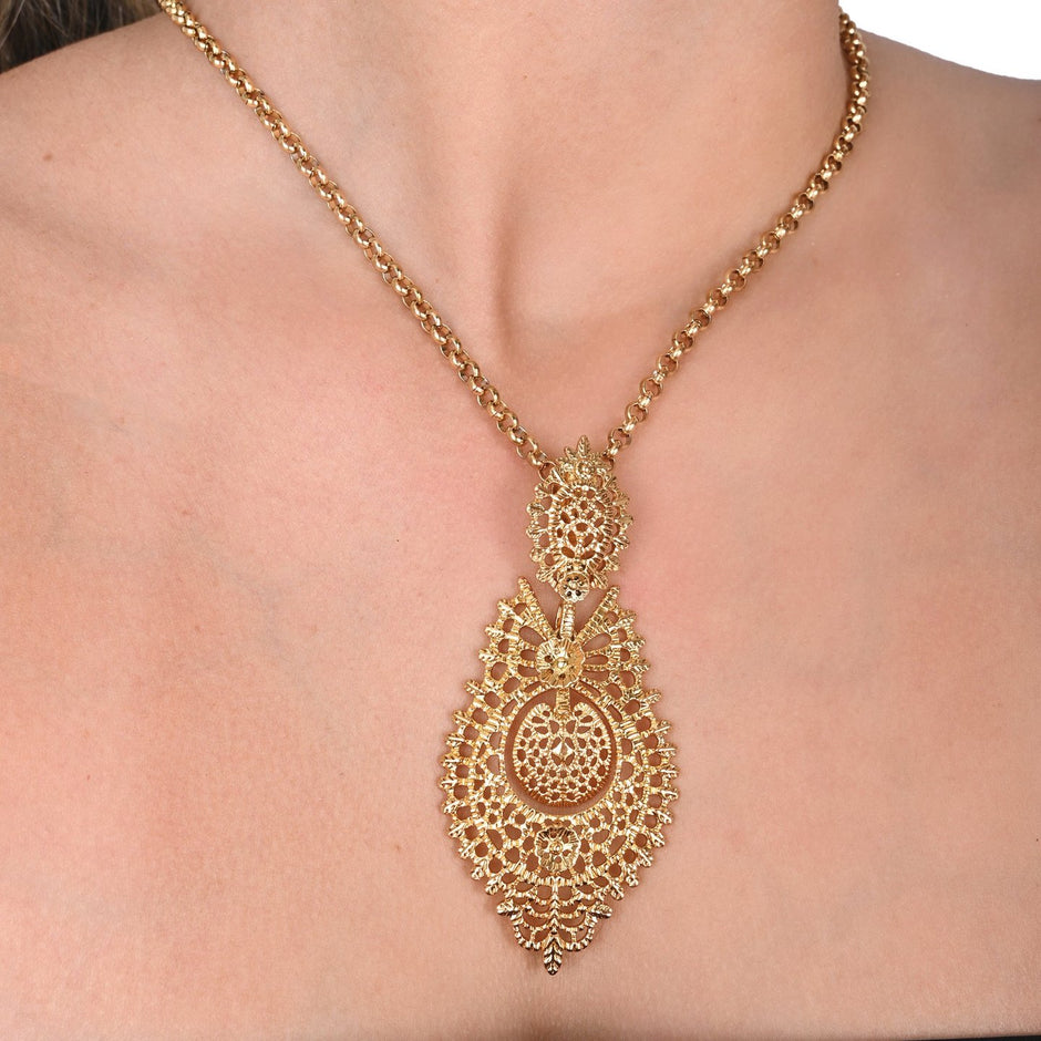 Collier semi précieuse filigrane rainha G