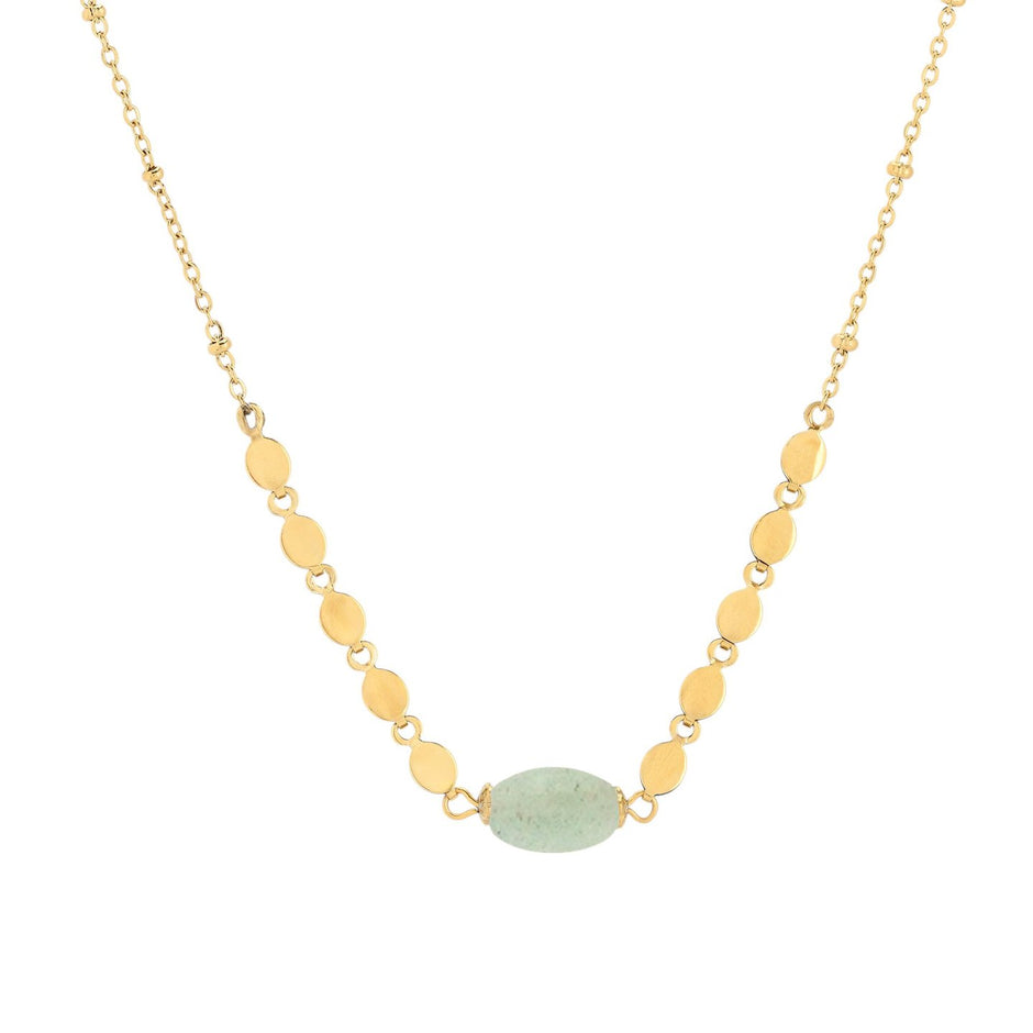 Collier en acier pierre rond