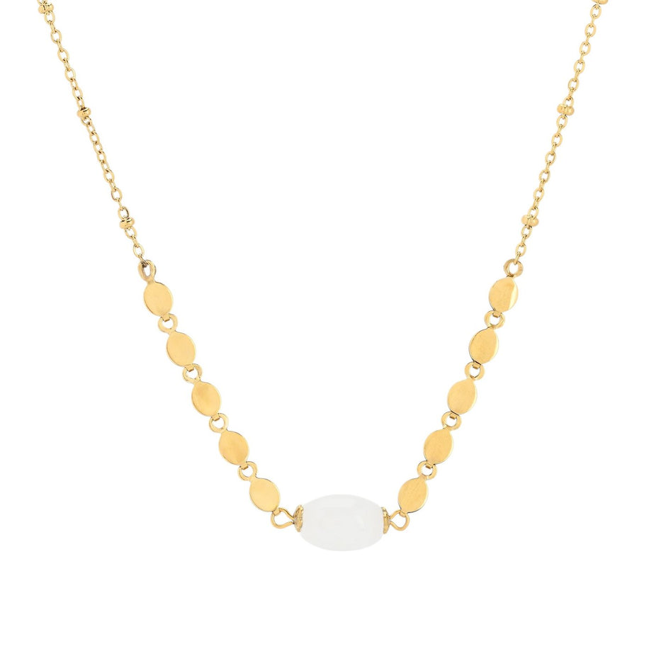 Collier en acier pierre rond