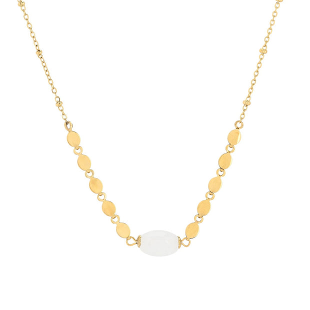 Collier en acier pierre rond