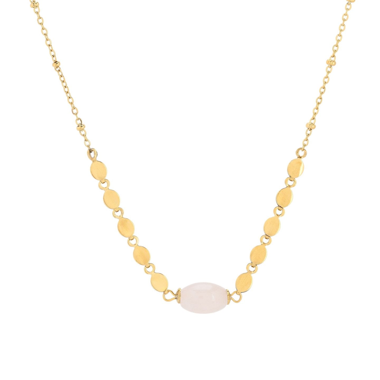 Collier en acier pierre rond