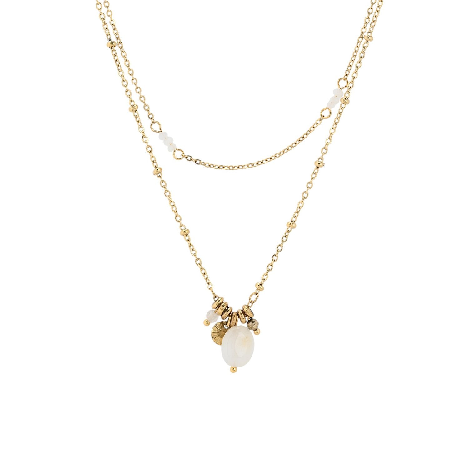Collier en acier double avec pendentifs