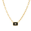 Collier en acier pierre rectangulaire