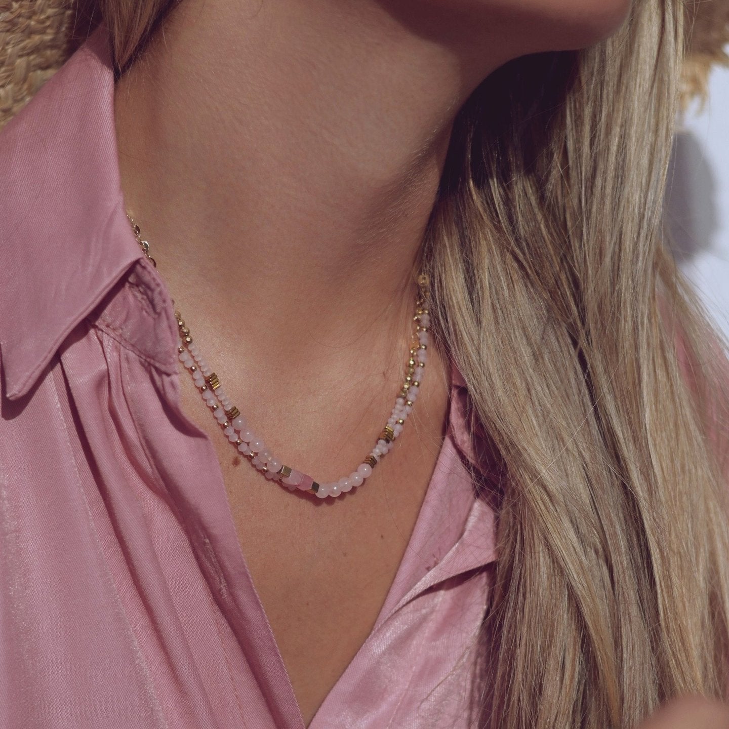 Collier en acier cristaux