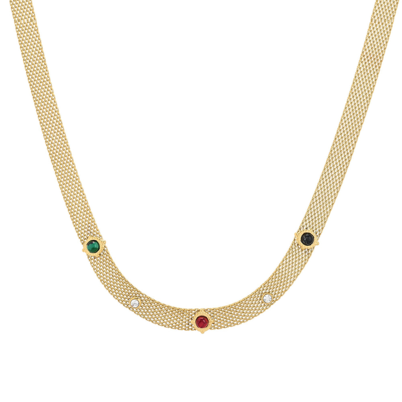 Collier en acier épais pierre rond