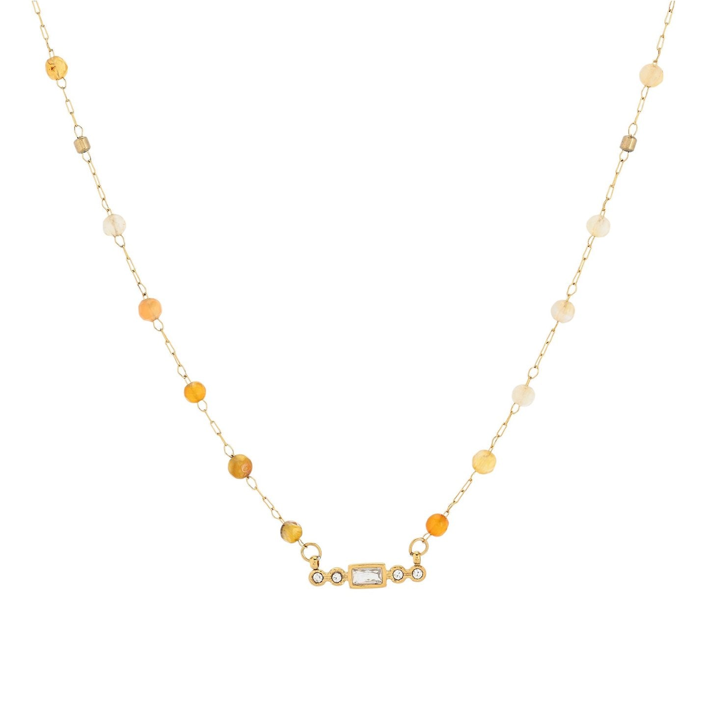 Collier en acier fin petite pierres