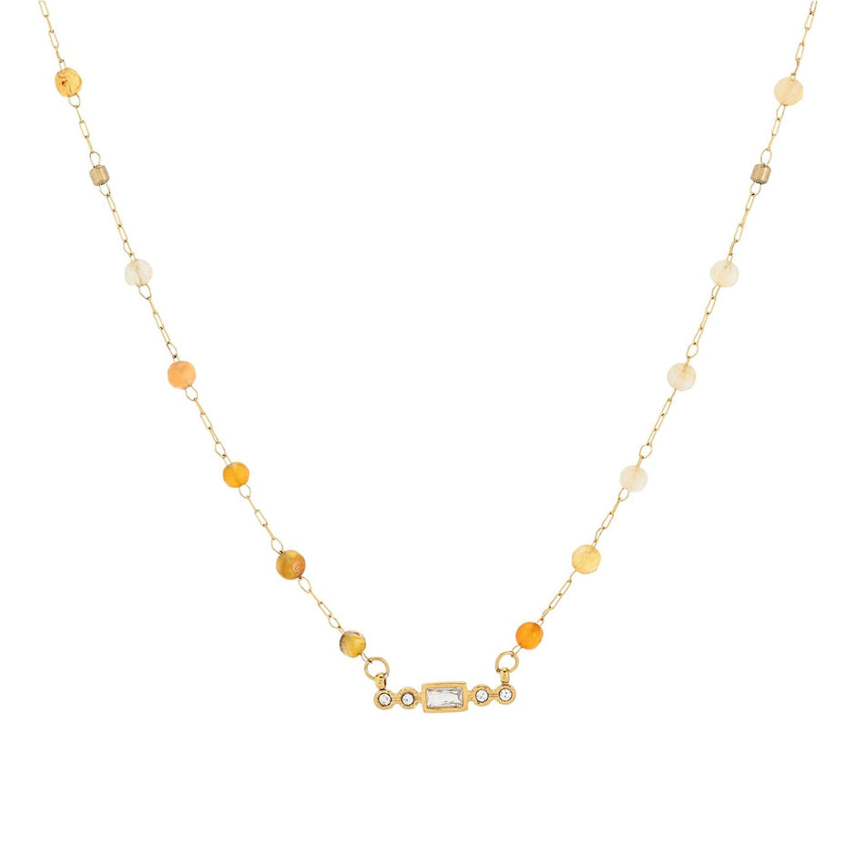 Collier en acier fin petite pierres