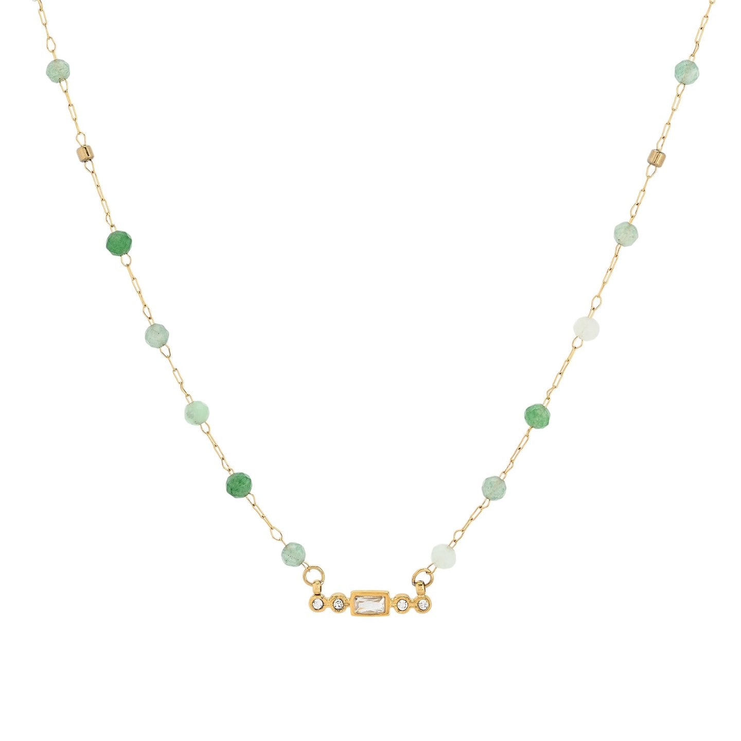 Collier en acier fin petite pierres