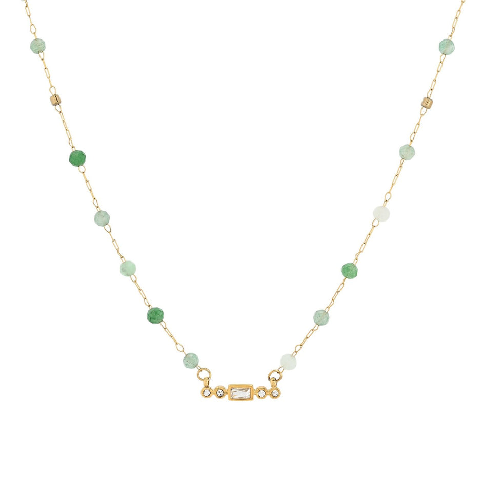 Collier en acier fin petite pierres