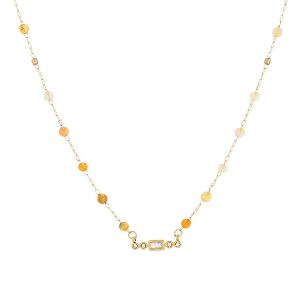Collier en acier fin petite pierres