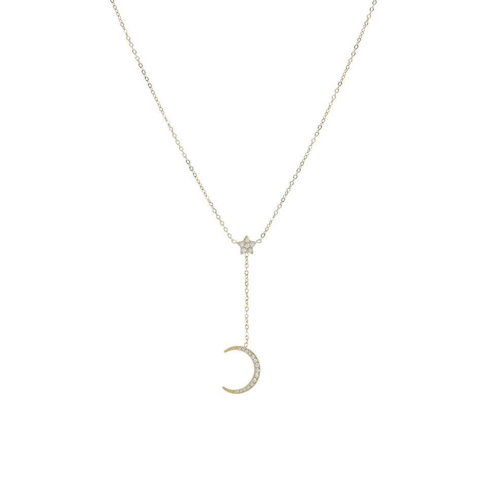 Collier acier étoile et lune