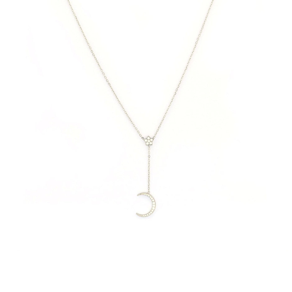 Collier acier étoile et lune