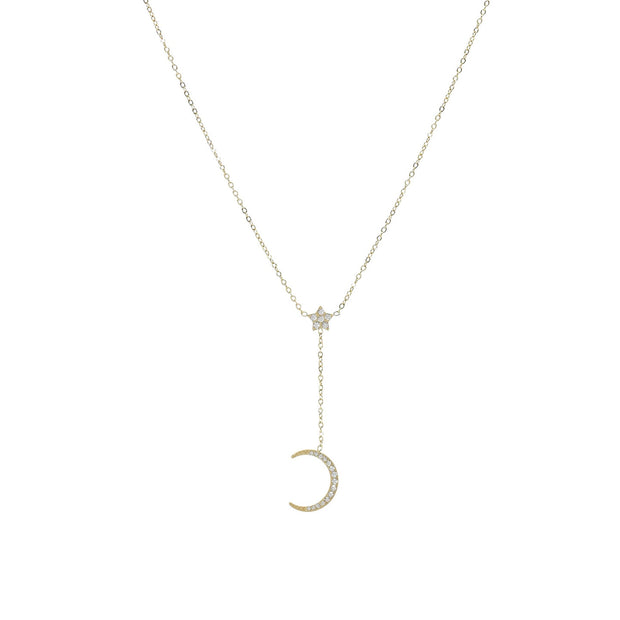 Collier acier étoile et lune