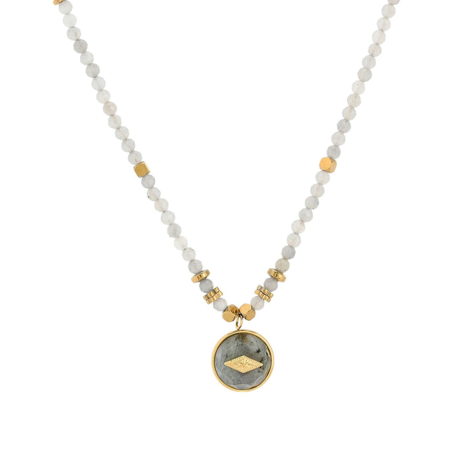 Collier en acier en pierre naturelle étoile