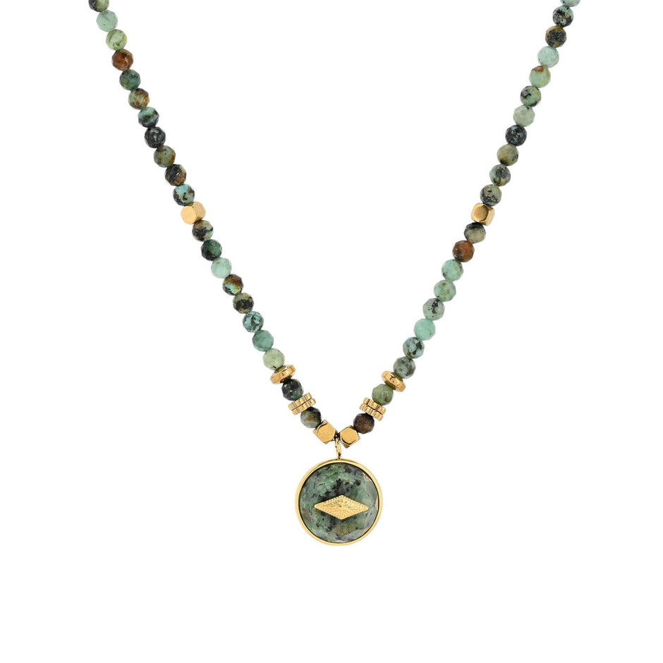 Collier en acier en pierre naturelle étoile