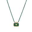 Collier long rectangulaire en acier et pierres naturelles