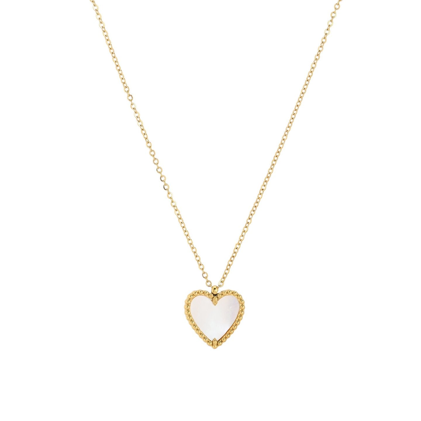 Collier en acier coeur texture et nacre