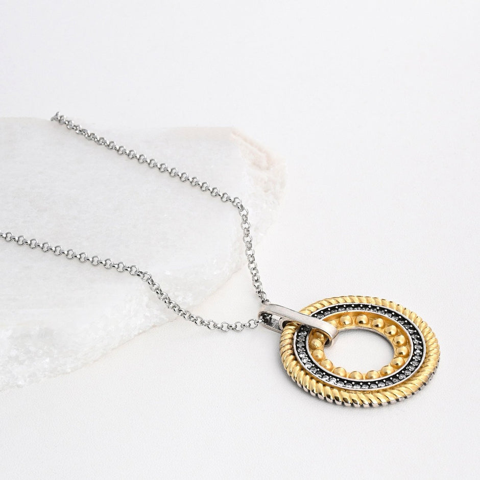 Collier en acier bicolore avec zirconias