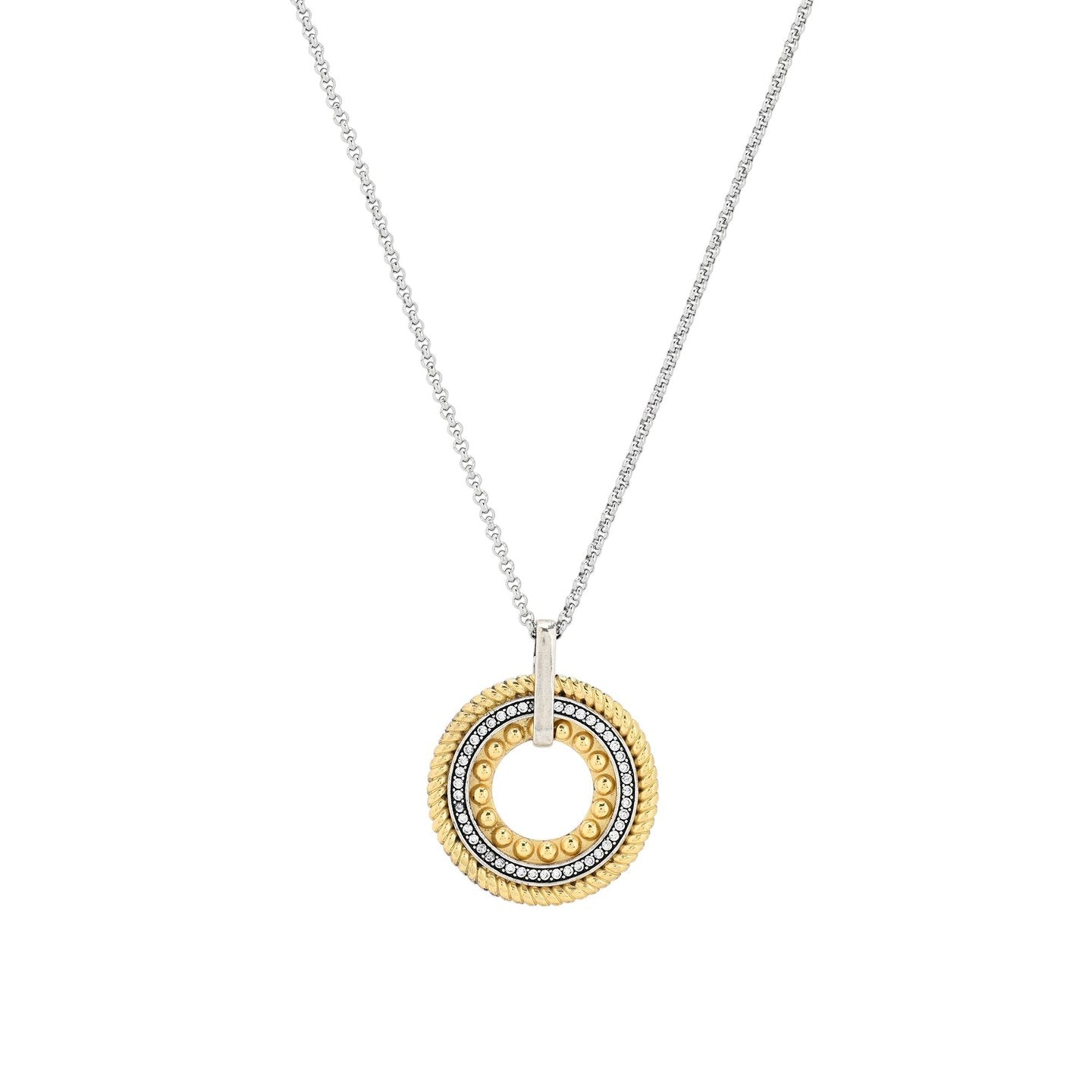 Collier en acier bicolore avec zirconias