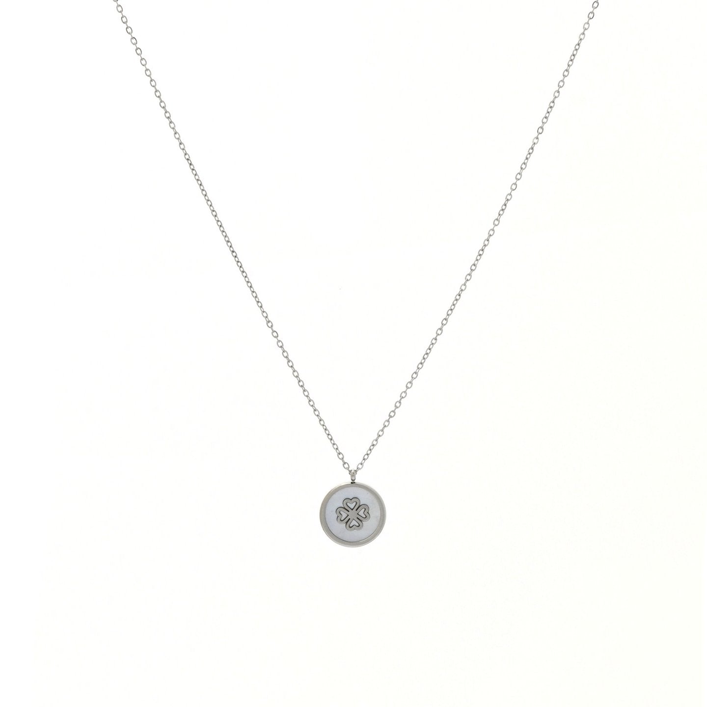 Collier en acier avec trèfle