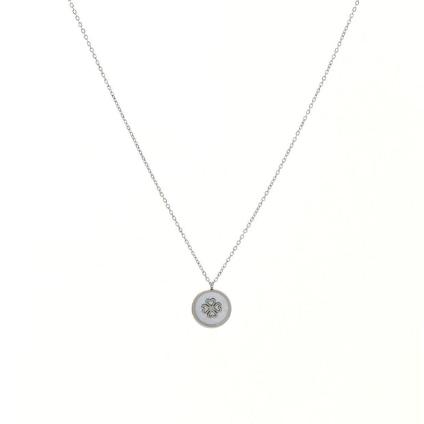 Collier en acier avec trèfle