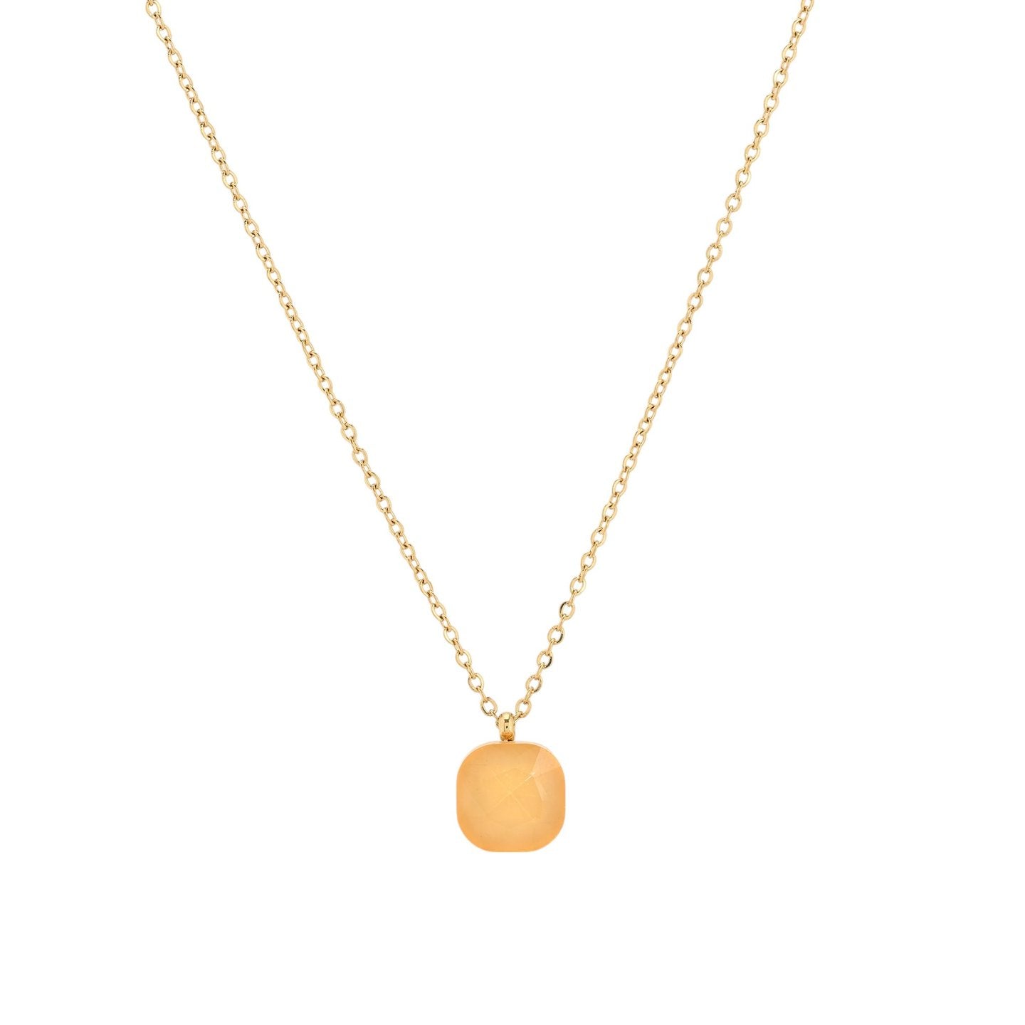 Collier acier avec pierre de couleur carré