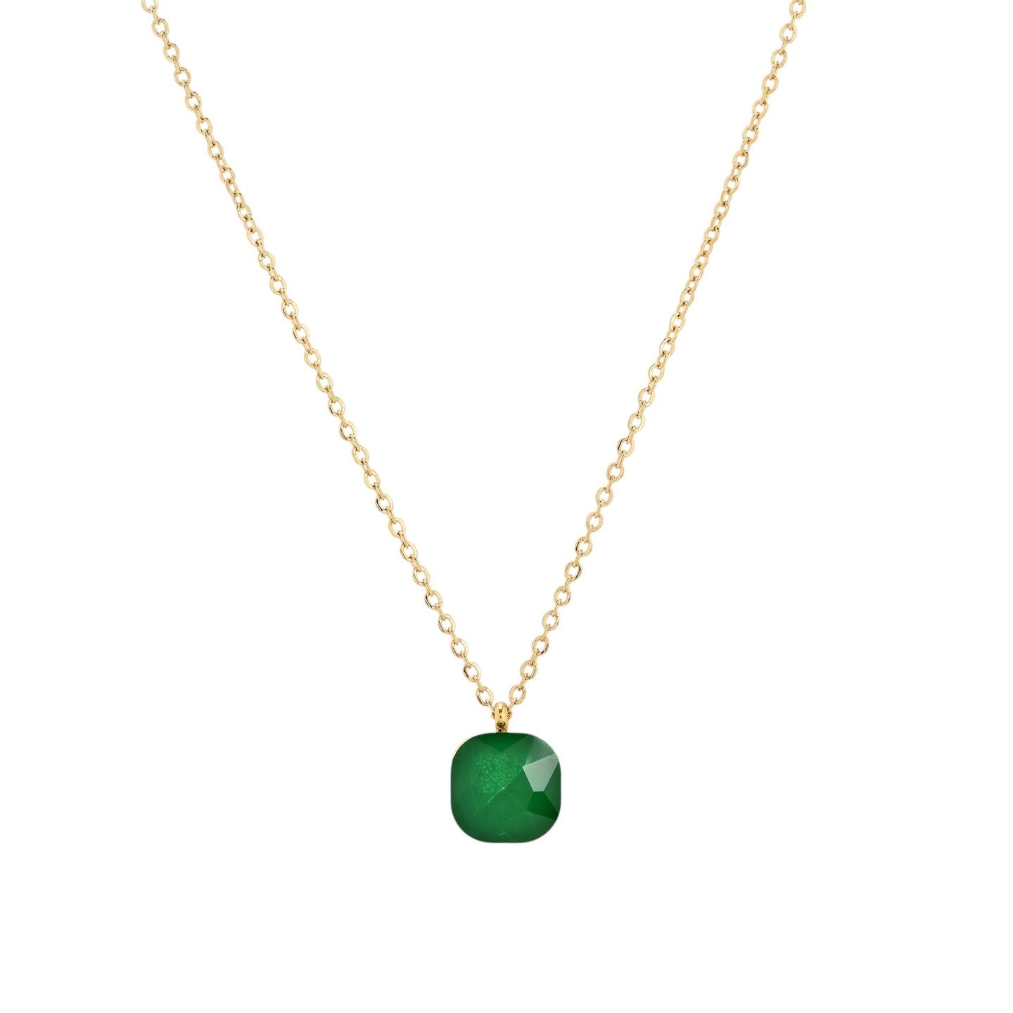 Collier acier avec pierre de couleur carré