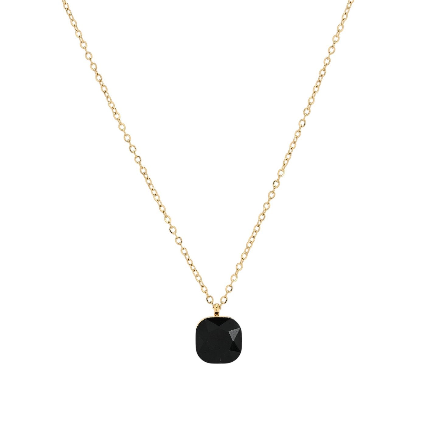 Collier acier avec pierre de couleur carré