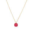 Collier acier avec pierre de couleur carré
