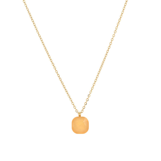 Collier acier avec pierre de couleur carré