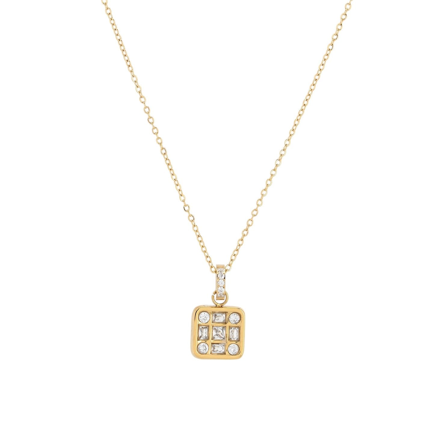 Collier en acier carré géométrique
