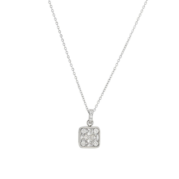 Collier en acier carré géométrique