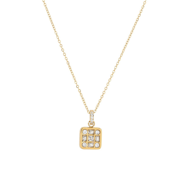 Collier en acier carré géométrique