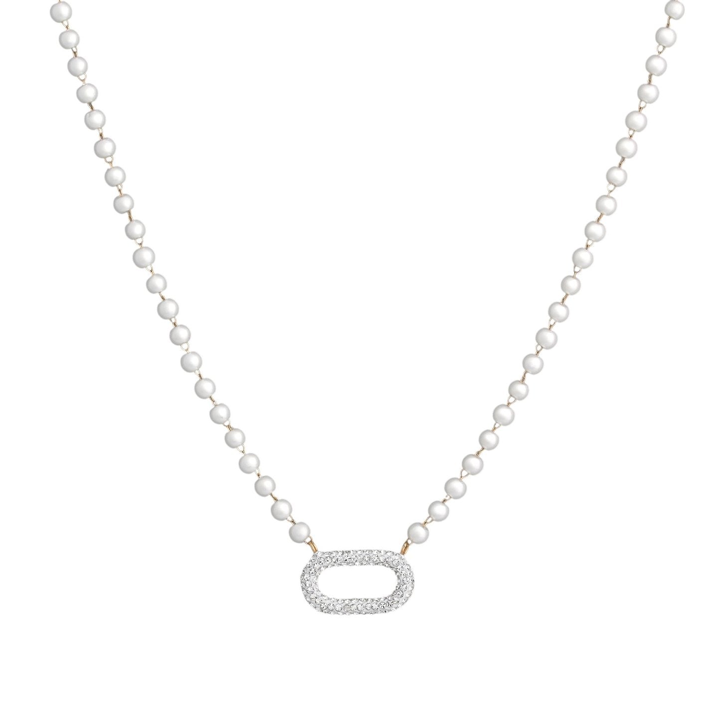 Collier en acier perles et brillantes