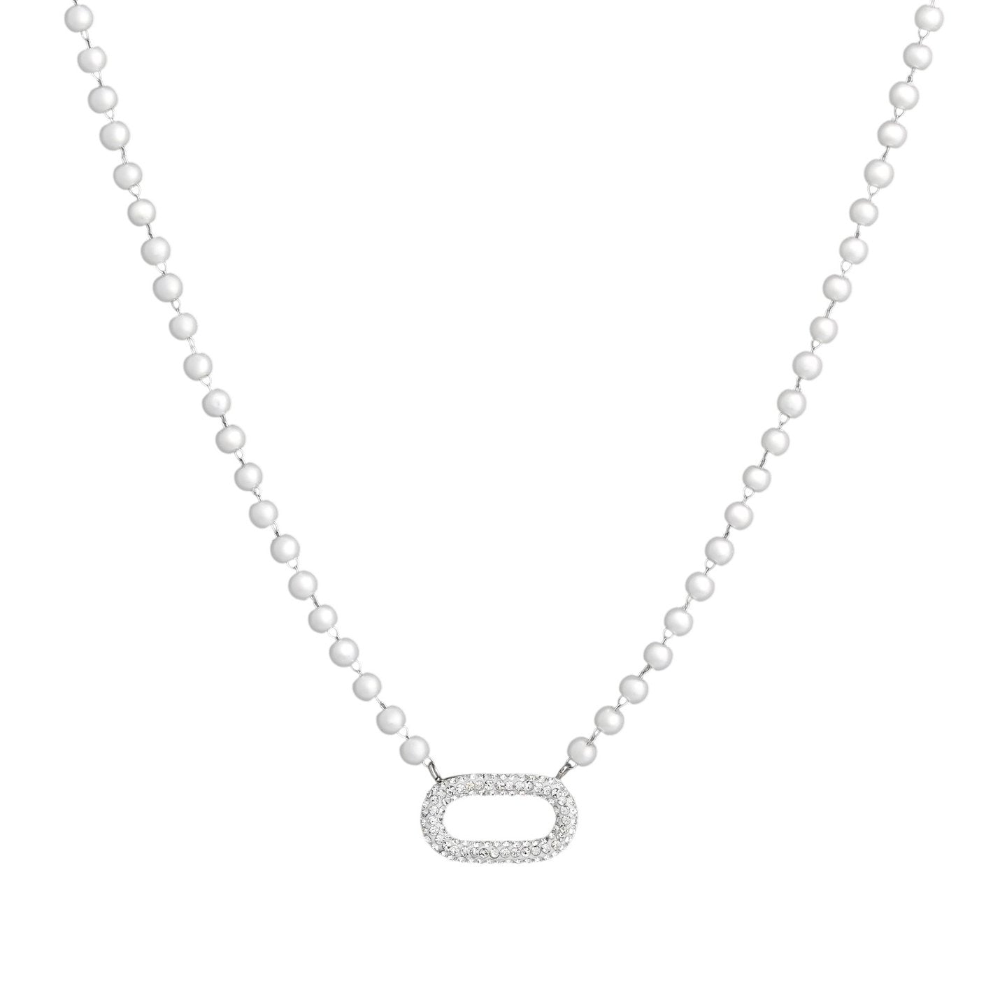 Collier en acier perles et brillantes