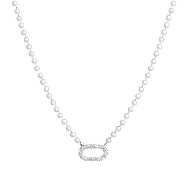 Collier en acier perles et brillantes