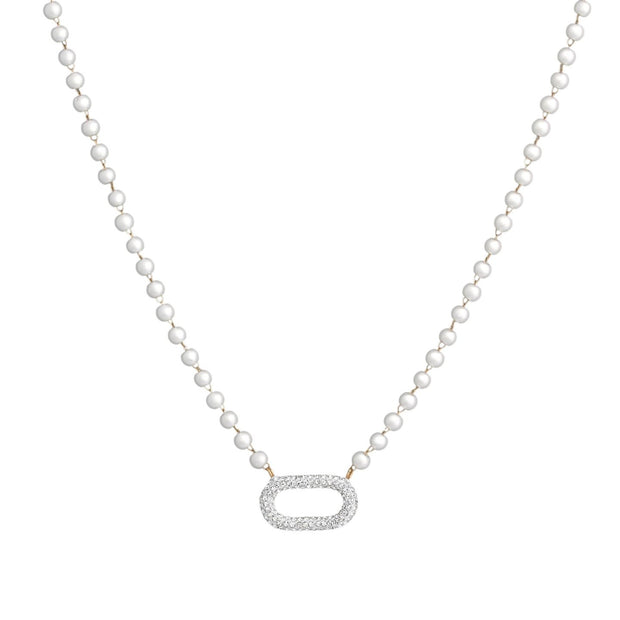 Collier en acier perles et brillantes