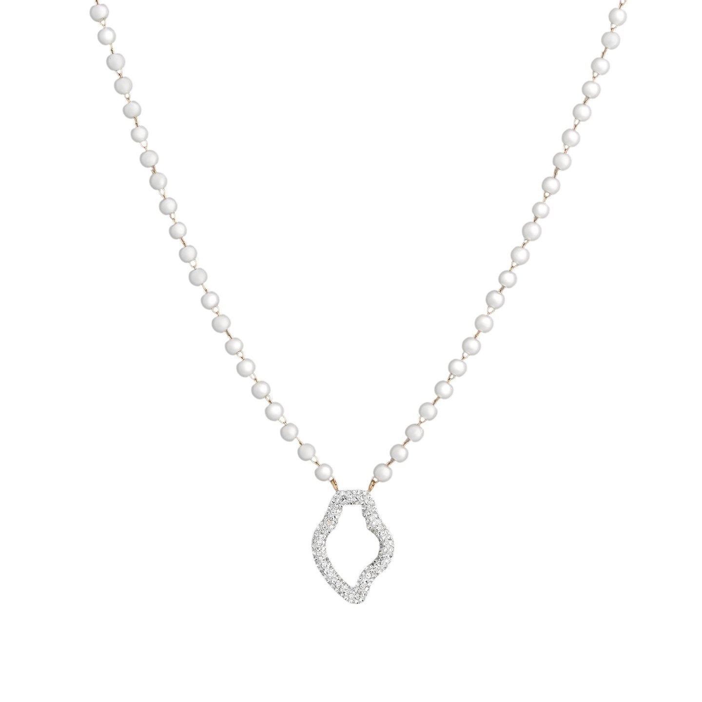 Collier en acier perles et coração de viana